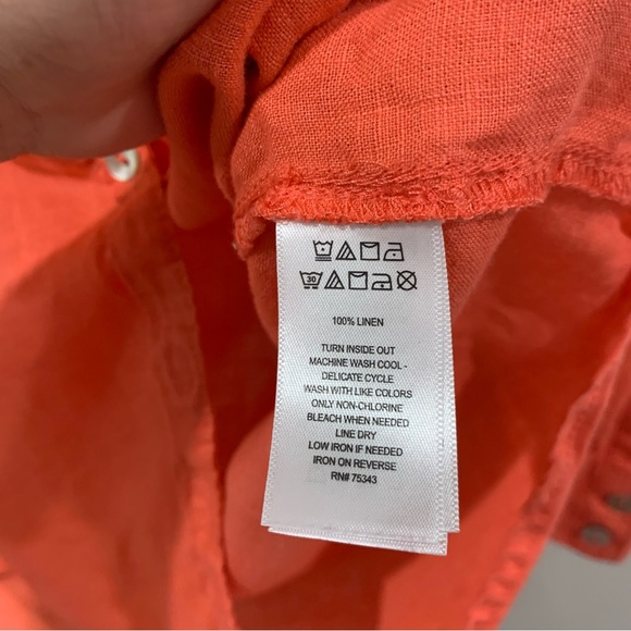 Sigrid Olsen 100% Linen Coral Button-Down Shirt - Picture 4 of 6